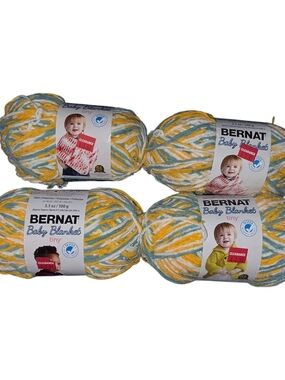 Bernat Baby Blanket Tiny Yarn Bundle in Yellow, White & Blue